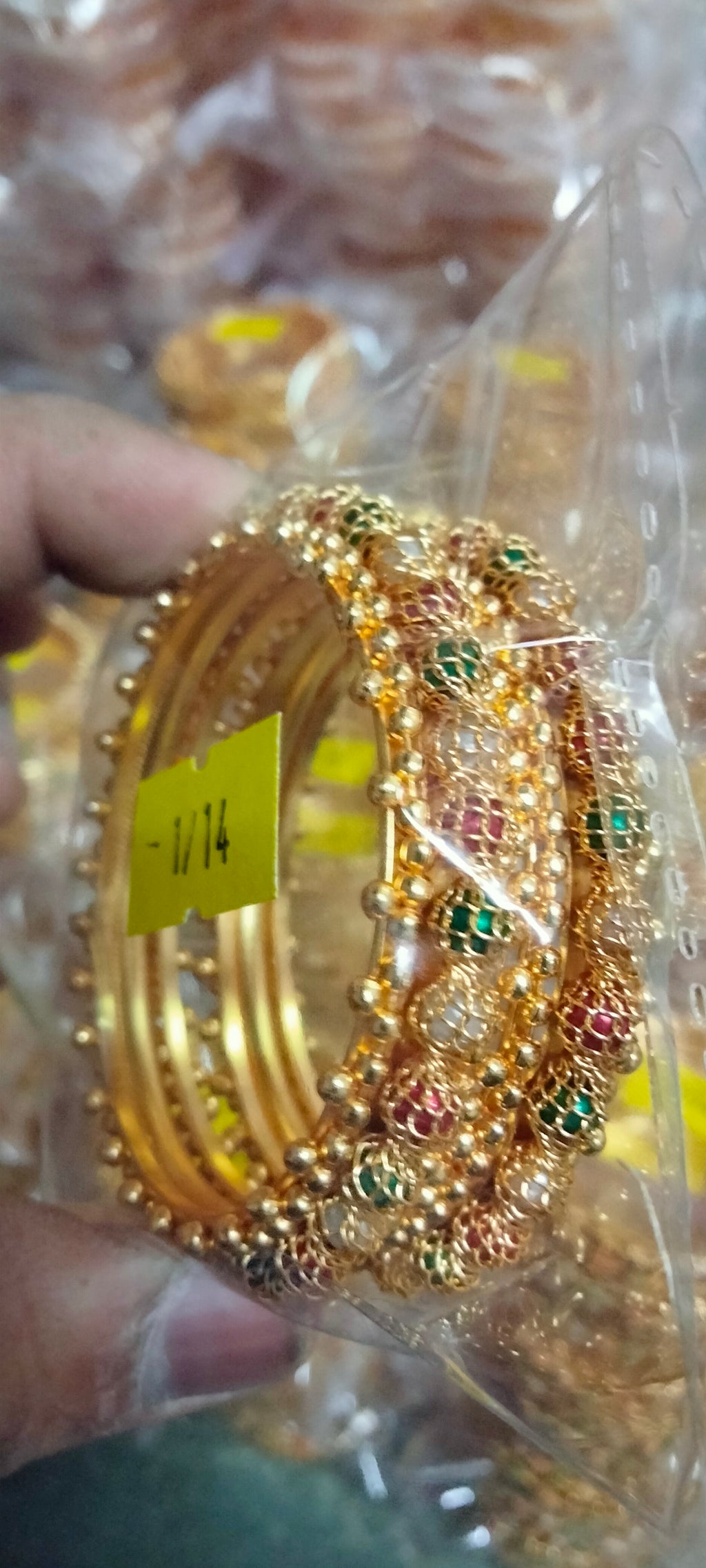Gold-Plated Jaali Work Pearl Kada Bangles (Set of 2)