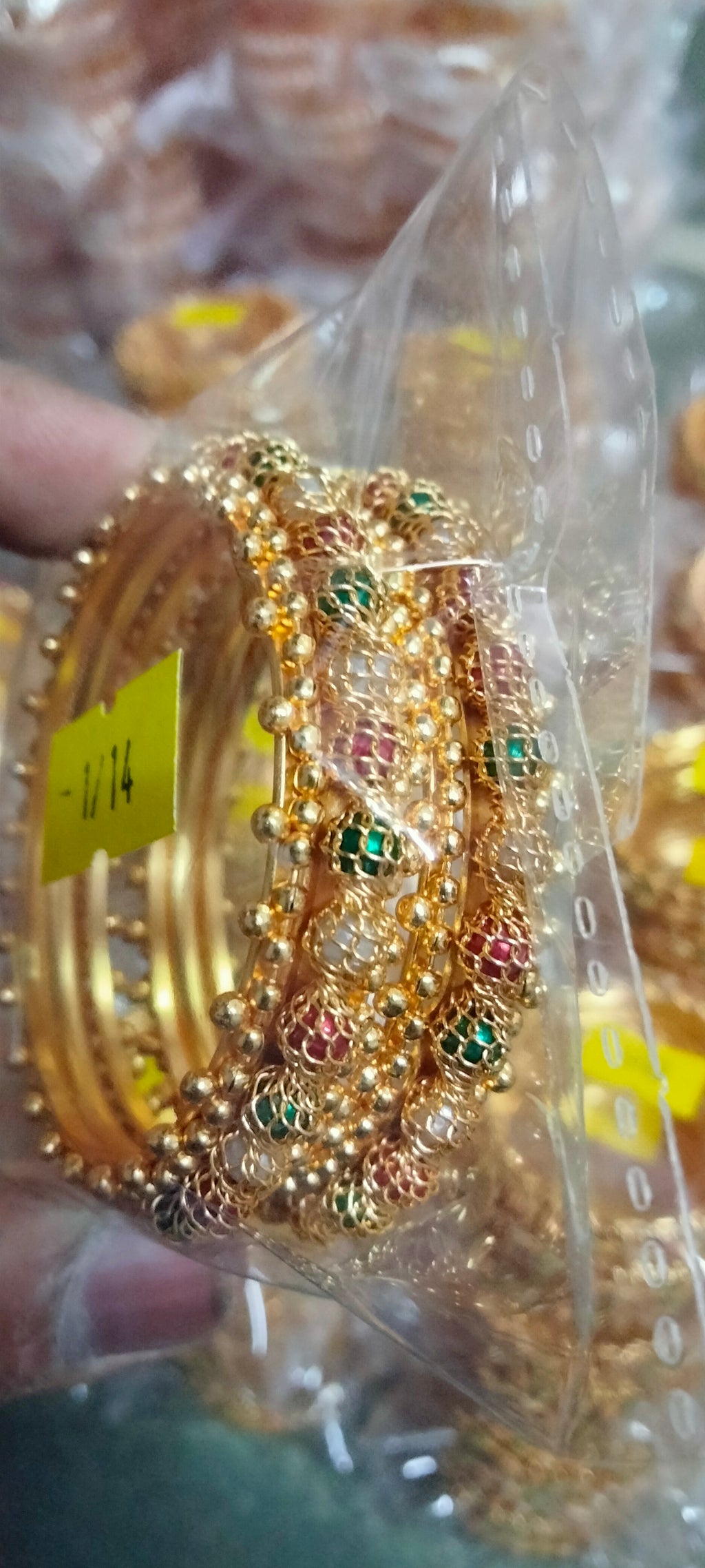 Gold-Plated Jaali Work Pearl Kada Bangles (Set of 2)