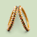 Premium Multi-Stone Traditional Pearl Bangles Set (Pair of 2)