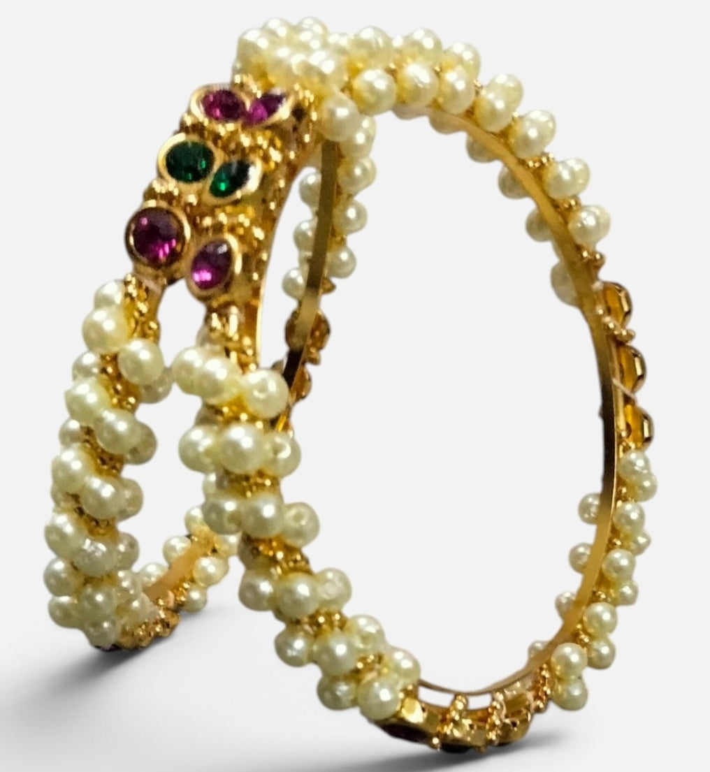 Handmade pearls bangles pack_of_2
